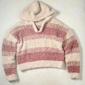 Hippie rose Knitted Fluffy Hooded Cropped Pullover Sweater  Sz Small NWOT